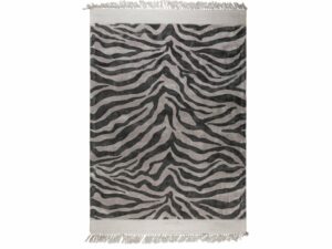 Černý koberec s třásněmi Bold Monkey Zebra Friendly 160x230 cm Bold Monkey