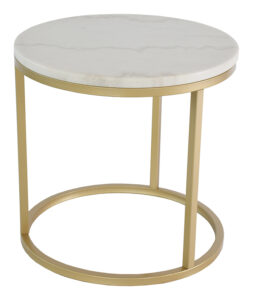 Bílý mramorový konferenční stolek RGE Accent s matnou zlatou podnoží Ø 50 cm RGE