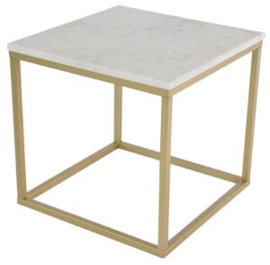 Bílý mramorový konferenční stolek RGE Accent s matnou zlatou podnoží 50x50 cm RGE