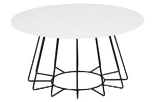 SCANDI Bílý skleněný konferenční stolek Spyder 80 cm s černou podnoží SCANDI