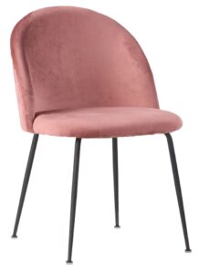 Nordic Living Růžová sametová jídelní židle Anneke s černou podnoží Nordic Living