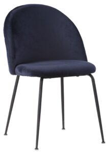 Nordic Living Modrá sametová jídelní židle Anneke s černou podnoží Nordic Living