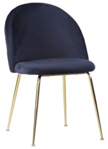 Nordic Living Modrá sametová jídelní židle Anneke se zlatou podnoží Nordic Living