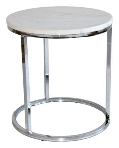 Bílý mramorový konferenční stolek RGE Accent s chromovou podnoží Ø 50 cm RGE