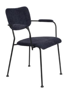 Tmavě modrá látková jídelní židle ZUIVER BENSON s područkami Zuiver
