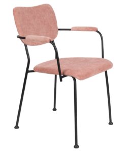 Růžová látková jídelní židle ZUIVER BENSON s područkami Zuiver