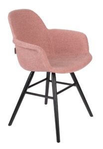 Růžová sametová jídelní židle ZUIVER ALBERT KUIP s područkami Zuiver