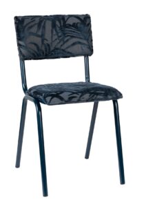 Tmavě modrá látková jídelní židle ZUIVER BACK TO MIAMI s palmovým motivem Zuiver