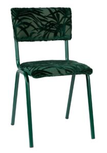 Zelená látková jídelní židle ZUIVER BACK TO MIAMI s palmovým motivem Zuiver