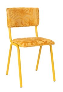 Žlutá látková jídelní židle ZUIVER BACK TO MIAMI s palmovým motivem Zuiver