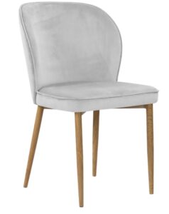 Concept design Stříbrná sametová jídelní židle Anya s dubovou podnoží Concept design