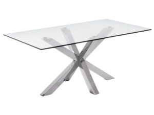 Skleněný jídelní stůl LaForma Arya 160x90 cm s lesklou kovovou podnoží LaForma