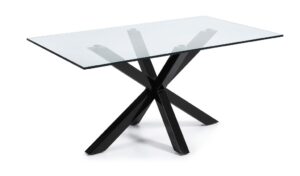 Skleněný jídelní stůl LaForma Arya 160 x 90 cm s kovovou podnoží LaForma