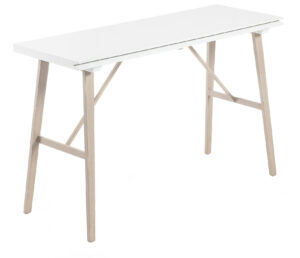 LaForma Bílý dřevěný rozkládací pracovní stůl LaForm Aryon 130 x 45-90 cm LaForma