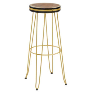 Dřevěná barová židle LaForma Farley se zlatou podnoží LaForma
