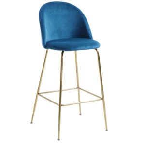 Modrá sametová barová židle LaForma Mystere 108 cm LaForma