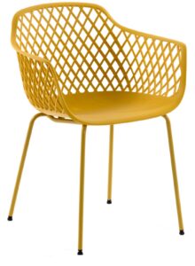 Hořčicově žlutá kovová jídelní židle LaForma Quinn s područkami LaForma