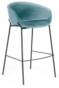 Tyrkysová sametová barová židle LaForma Zadine LaForma