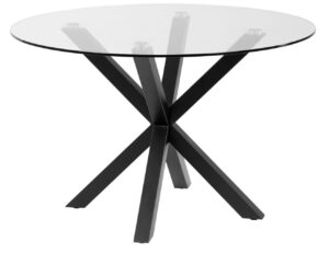 Skleněný kulatý jídelní stůl LaForma Arya O 119 cm s černou podnoží LaForma