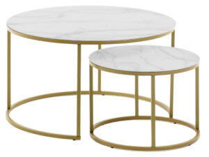 Set dvou zlatých kovových konferenčních stolků LaForma Leonor 80/50 cm LaForma