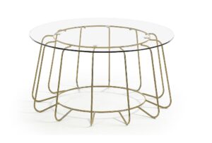 Skleněný konferenční stolek LaForma Paradigm se zlatou kovovou podnoží LaForma