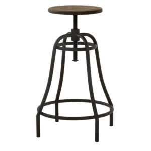 Černá kovová barová židle LaForma Malibu s dřevěným sedákem LaForma