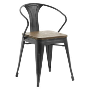 Černá kovová jídelní židle LaForma Malibu s bambusovým sedákem LaForma