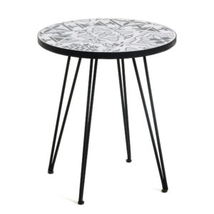 Šedý odkládací stolek LaForma Oswalda 46 cm s vzorovaným motivem LaForma