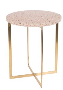 Růžový kulatý stolek ZUIVER LUIGI ROUND 40 cm Zuiver