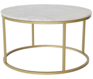 Bílý mramorový konferenční stolek RGE Accent s matnou zlatou podnoží Ø 85 cm RGE