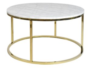 Bílý mramorový konferenční stolek RGE Accent s lesklou zlatou podnoží Ø 85 cm RGE