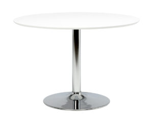 SCANDI Bílý kulatý jídelní stůl Kreon 110 cm s chromovou podnoží SCANDI