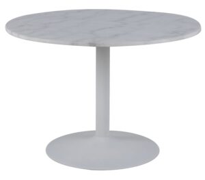 SCANDI Bílý mramorový kulatý jídelní stůl Theon 110 cm SCANDI