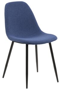 SCANDI Tmavě modrá látková jídelní židle Wanda s černou podnoží SCANDI