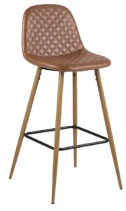 SCANDI Hnědá koženková barová židle Wanda s dubovou podnoží SCANDI