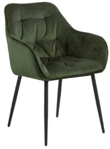 SCANDI Tmavě zelená sametová jídelní židle Norman SCANDI
