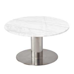 Bílý mramorový konferenční stolek RGE Pepo s kartáčovanou podnoží Ø 85 cm RGE
