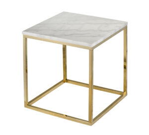 Bílý mramorový konferenční stolek RGE Accent s lesklou zlatou podnoží 50x50 cm RGE