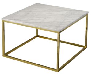 Bílý mramorový konferenční stolek RGE Accent s lesklou zlatou podnoží 75x75 cm RGE