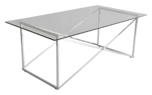 Stříbrný skleněný konferenční stolek RGE Cross 120 x 65 cm RGE