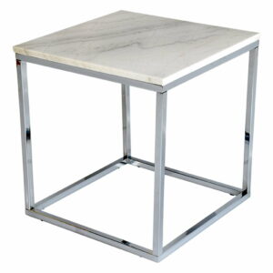 Bílý mramorový konferenční stolek RGE Accent s chromovou podnoží 50x50 cm RGE