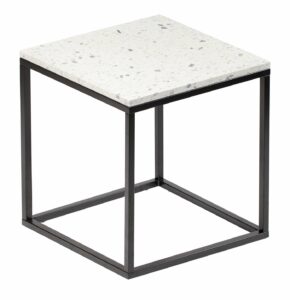 Bílý terrazzo konferenční stolek RGE Accent Bianco s černou podnoží 53 cm RGE