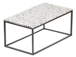Bílý terrazzo konferenční stolek RGE Accent Cosmos s černou podnoží 48 cm RGE