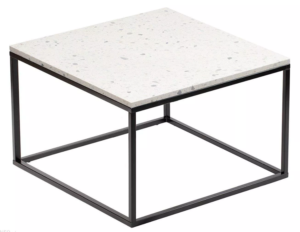 Čtvercový terrazzo konferenční stolek RGE Accent Bianco s černou podnoží 75x75 cm RGE