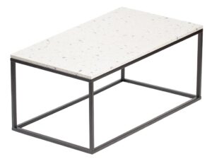 Bílý terrazzo konferenční stolek RGE Accent Bianco s černou podnoží 110x60 cm RGE