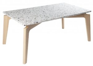 Bílý terrazzo konferenční stolek RGE Josefin s dřevěnou podnoží 46x60 cm RGE