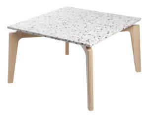 Bílý terrazzo konferenční stolek RGE Josefin s dřevěnou podnoží 46x75 cm RGE
