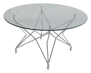 Skleněný kulatý konferenční stolek RGE Star s chromovou podnoží 90 cm RGE