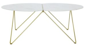 Skleněný kulatý konferenční stolek RGE Ant se zlatou podnoží RGE