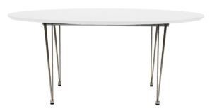 SCANDI Bílý rozkládací jídelní stůl Ballet s chromovou podnoží 270 x 100 cm SCANDI